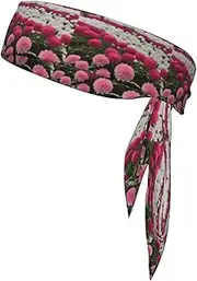 Pink and White Flowers Headbands,Sports Head Tie,Headband for Men and Women,Hair Band for Running, Workout, Football