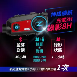 【Philo 飛樂】Z2雙向版+PQC6000救車行動電源(藍芽升級為主被動連線 雙人連線距離可達800公尺)