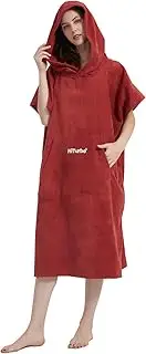 Hiturbo Changing Robe Towel Poncho Surf Short Sleeve Bath Robe with hooded