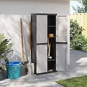 Outdoor Storage Cabinet Grey and Black 65x37x165 cm PP,Storage Cabinets & Lockers 11.7KG-364201