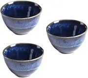 Zerodeko 3pcs Japanese Style Sake Cups Blue Ceramics Wine Cup for Sake Tea Coffee Water for Home Bar Entertaining and Various Occasions