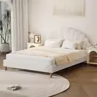 Princess Arial Boucle Fabric Seashell Style Bed Frame | Kids White Soft Touch...