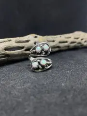 Native American Navajo white fire opal sterling silver adjustable ring size 8