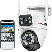 [GUOANVISION] Outdoor Security Camera, 6MP Dual Lens - Wireless Camera, Outdoor Camera for Home Security, 360° View, Auto Tracking, Color Night Vision,