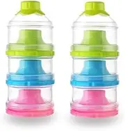 (2 packs) - Accmor Baby Milk Powder Formual Dispenser, Non-Spill Stackable Snack Storage Container, BPA Free,3 Feeds