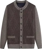 [Generic] Men's Warm Knitted Argyle Cardigan Slim Fit Button Knit Sweater Winter Button Casual Jacket Big and Tall