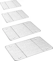 P&P CHEF Cooling Rack Set for Baking Cooking Roasting Oven Use, 4-Piece Stainless Steel Grill Racks, Fit Various Size Cookie Sheets - Oven & Dishwasher Safe