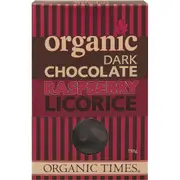 Organic Times Dark Chocolate Raspberry Licorice 150g