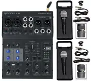 Rockville ROCKMIX 6FX 6 Ch. Mixer Recording Interface+Effects+(2) Dynamic Mics