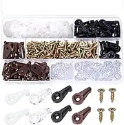 Tanstic 240Pcs Glass Retainer Kit, 4 Colors 4mm Cabinet Clips, Door Retainer, Plastic Mirror Clips With Screws for Fixing Glass Doors (White/Transparent/Brown/Black)