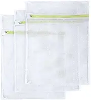 SASUM Laundry Bags, 3 Pack (3 Large) Mesh Thick Polyester Wash Bags Premium Durable White for Jeans, Lingerie,Socks, Bra,Sweaters, Coats in Washing Machine and Drier
