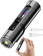 The Ultimate Everyday Micro Tool, 500 Lumens Mini Rechargeable EDC Flashlight Magnetic Pocket Keychain Flashlight with Hat Clip,Waterproof,3 Brightness(Black)