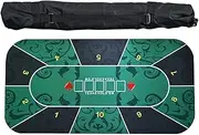 10 Players Texas Hold'em Poker Rubber Mat,Poker Table Top Layout with Carrying Bag for Poker Games(1.8 x 0.9 M)