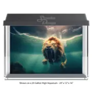 Raging Angry Swim Lion Polyester Fish Tank Glass Backdrop Aquarium Background