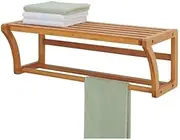 Bamboo Towel Rack Wall Mounted Bathroom Shelf Storage Top Home Solution AUS