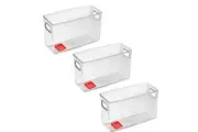 3x Boxsweden Crystal Plastic Storage Container 25cm MED Fridge Pantry Organiser