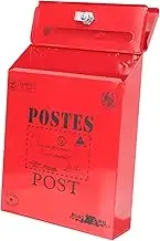 HOMSFOU Vintage Locking Wall Mounted Mailbox Creative Iron Suggestion Box with Printed Letters Durable Storage for Letters Envelopes and Documents Rustic Design for Home