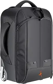 Wheeled Camera Backpack 2.0 with Telescoping Handle, Detachable Padded Compartments for SLR/DSLR Cameras, Tripod, Lens and Other Accessories, Black, Modern