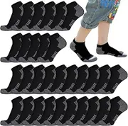 [Looknniy] 30 Pairs Boys Low Cut Ankle Socks Kids Crew Athletic Breathable Cushion Sole Socks for Running Hiking