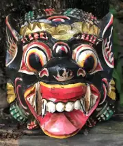 Mask Decor Singh Barong Christmas Gift Lion Wooden Carved Hanging Wall Black New