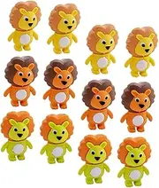 ERINGOGO 12pcs Fun Cartoon Lion Shaped Erasers for School Supplies Bulk Prizes for Drawing Painting Adorable Colored Animal Design for Reward and Classroom Activities