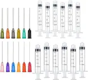 12Pack 3ML 5ML Plastic Syringe with Measurement Marks and Blunt Stainless Needle Tip Set (14 15 16 17 18 19 20 21 22 23 24 25 Ga), for Precise Glue/Paint/Oil/Epoxy Resin Application, Industrial
