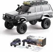 RocHobby 1/18 Scale Katana Toyota Land Cruiser RC Rock Crawler Model Car, 2.4Ghz 4WD Off-Road Waterproof RC Trucks Vehicle RTR, All Terrains Hobby Electric Toys for Adults Boys Kids (Gray)