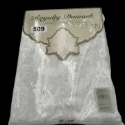 Vintage 1998 Avon Home Royalty Damask Tablecloth 60 x 102” Oval Wedding White