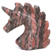 2" Unicorn Figurines Red Zebra Jasper Crystal Healing Natural Stone Hand Carving