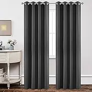 Joydeco Blackout Curtains 96 Inch Length 2 Panels Set, Thermal Insulated 95 Long Curtains& Drapes 2 Burg, Room Darkening Grommet Curtains for Living Room Bedroom Window (W52 x L95 Inch, Dark Grey)