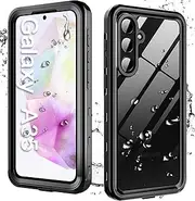 for Samsung Galaxy A35 5G Case with Built-in Screen Protector, Waterproof Case Rugged Full Body Underwater Dustproof Shockproof Drop Proof Protective Cover for Samsung A35 5G /4G 6.6", Black