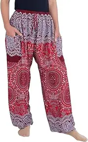 [Lannaclothesdesign] Women's Rose Drawstring Tassel Loose Fit Harem Style Pants