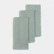 ANKO 3 Pack Ribbed Sage Terry Tea Towels