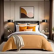Premium Ranforce Single Quilt Cover (135 x 200 cm), 100% Cotton, Orange | Button Closure, 155 Thread Count | Machine Washable at 30°C, Soft & Durable