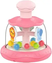 Generic Press Rotating Toy Educational Toy Development Colorful Rotat -Baby Toy Educational Toys for Infant Baby Birthday Presents, Pink