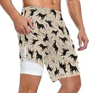 [ZZXXB] Doberman with Bones Athletic Shorts for Men with Pockets 2 in 1 Quick Dry Running Shorts S-3XL