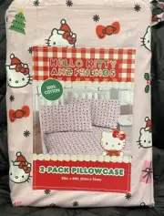 Hello Kitty Pink Santa Hat Christmas Pillow Cases (set of two) NEW