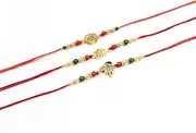 [Saptrishi] Set of 3 Designer Raksha Sutra Dhaga for Pooja, Bracelet for Brother, Multicolor Beads Traditional Thread