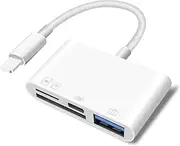 SUNTRSI 4 in 1 SD/Micro SD Card Reader for Phone/Pad/Camera, SD/TF Card Reader, USB Socket OTG Adapter, Dual Card Slot Memory Card Reader, No Application Required, Plug and Play