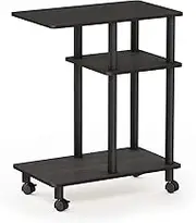 Furinno Turn-N-Tube C Shaped Side Table with Casters, Espresso/Black