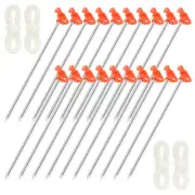 20Pcs Tent Stakes 8 Inch Spikes with 10ft Ropes Outdoor Camping Ground Stakes