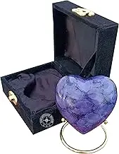 THE ANTIQUE HOUSE Purple Cremation Urns for Human Ashes Keepsake Heart Urn with Black Box and Brass Stand Mini urn for Your Loved one Adult & Funeral Burial for Adults and Infants