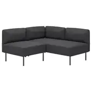 LILLEHEM modular corner sofa, 2-seat, Gunnared dark grey/metal