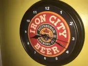 Iron City Pittsburgh Beer Bar Man Cave Advertising Clock Sign