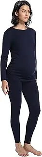 Foucome Maternity Thermal Underwear Set Long Johns Set Top and Bottom Fleece Lined Base Layer Pajama Set for Pregnant Women