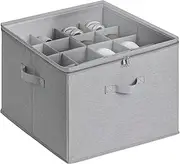 Shoe Organizer for Closet, Fits 16 Pairs, Large Shoe Box Storage Containers, Clear Foldable Shoe Storage Bins w/Bottom Support, Space Saving Shoes Holder w/Reinforced Handles, Gray