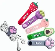Earphone Cable Ties,Cord Winder,Strap Winder,Cord Organizer,Cable Straps, Cord Management,Cartoon Headphone Wire Ties,Wrap Winder, Fruit Shape Cable Management, USB Holder,Earphone Organizer, 5pcs