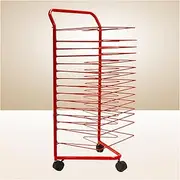 Drying Easel,Children's Art Drying Rack,Classroom Studio Movable Easel,Paper Works Drying and Display Storage Rack (Color:Red, Size:16 Layers)(55x44x85.5cm)