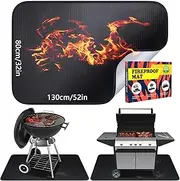 BBQ Grill Mat - Heavy Duty Degree Non-Stick Grill Mats for Outdoor Grilling, 80 x 130 cm Outdoor BBQ Grill Fireproof Mat, Grass Protection Mats, Fire Pit Mat for Decking, Indoor Fireplace Fire Mat