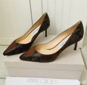 Jimmy Choo Romy 60 CUOIO Snake Printed Leather Women’s Heel Pumps EU 39.5